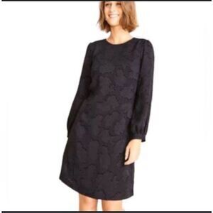 Ann Taylor Womens Puff Sleeve Floral‎ Jacquard A-Line Mini dress Black Size 6P